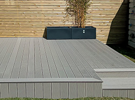 Composite decking with step