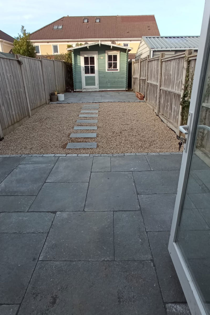 Grey sandstone paving slabs