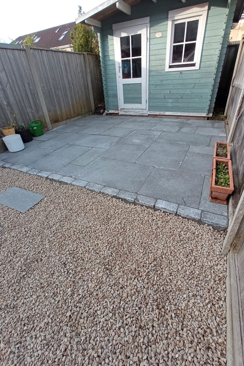 Grey sandstone paving slabs